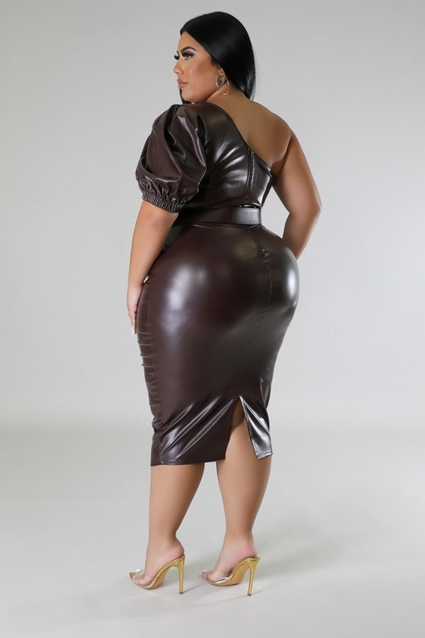 The Look at Me Faux Leather Midi Dress