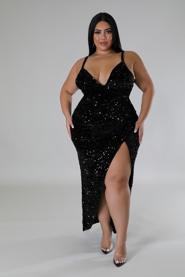 The Glam Girl Plus Size Sequins Dress