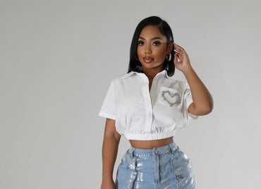 The Amina Heart Jewel Crop Top