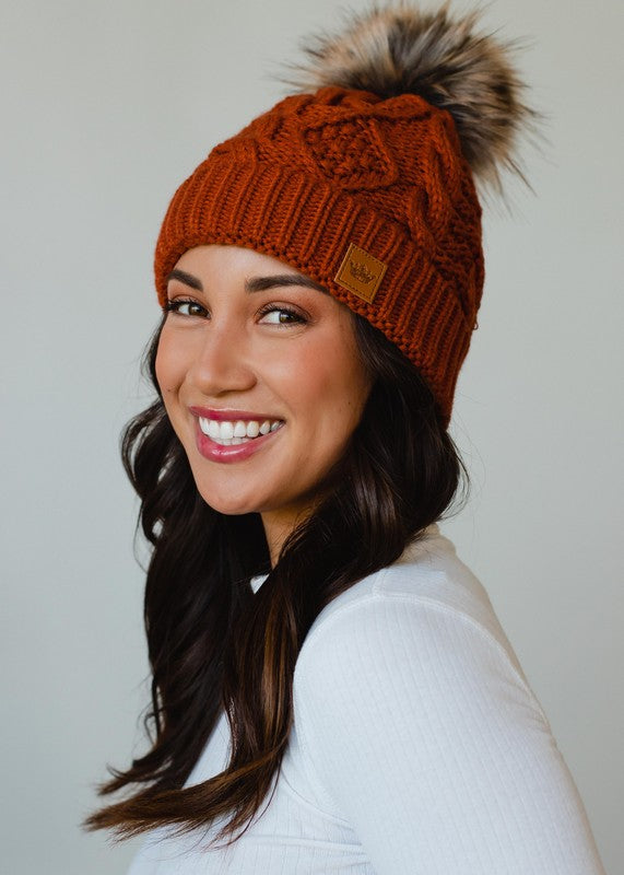 The kyrie Cable Knit Pom Hat
