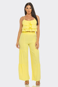 The Fav Ruffle Strap Top and Pant Set