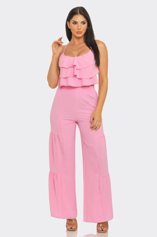 The Fav Ruffle Strap Top and Pant Set