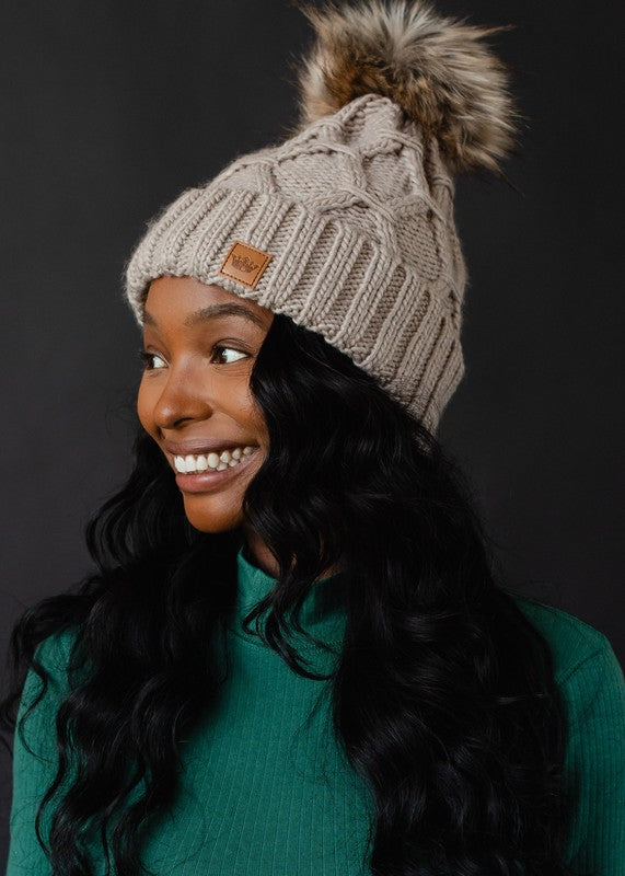 The Kyrie Diamond Cable Pom Hat