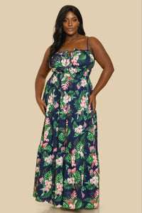 The Floral Paradise Plus Size Tiered Maxi Dress
